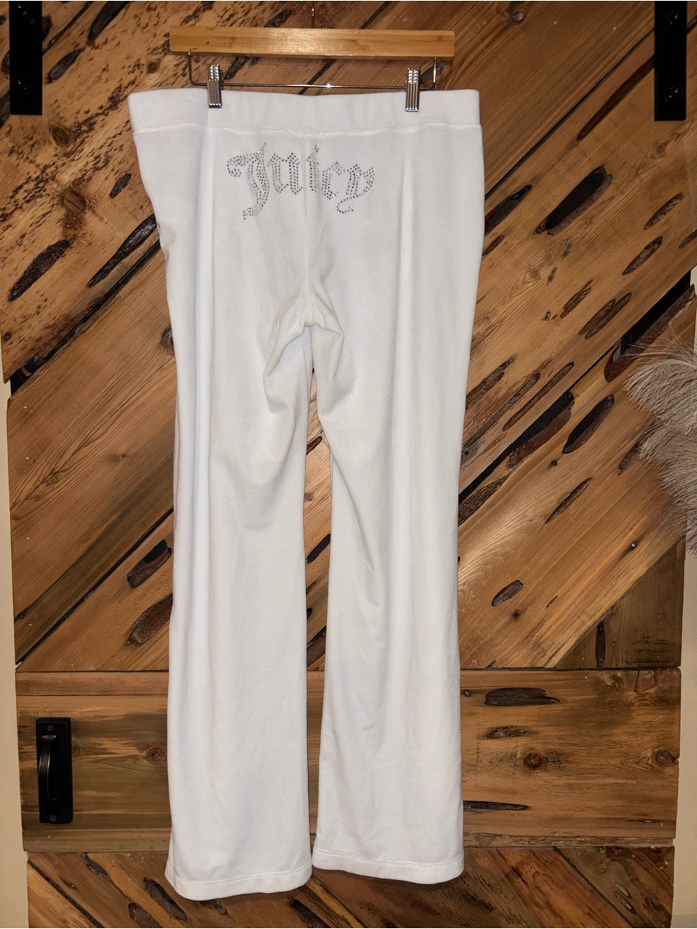 Juicy Couture White Rhinestone Logo Track Pants
